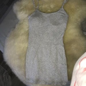 Light grey tank top with lace accents